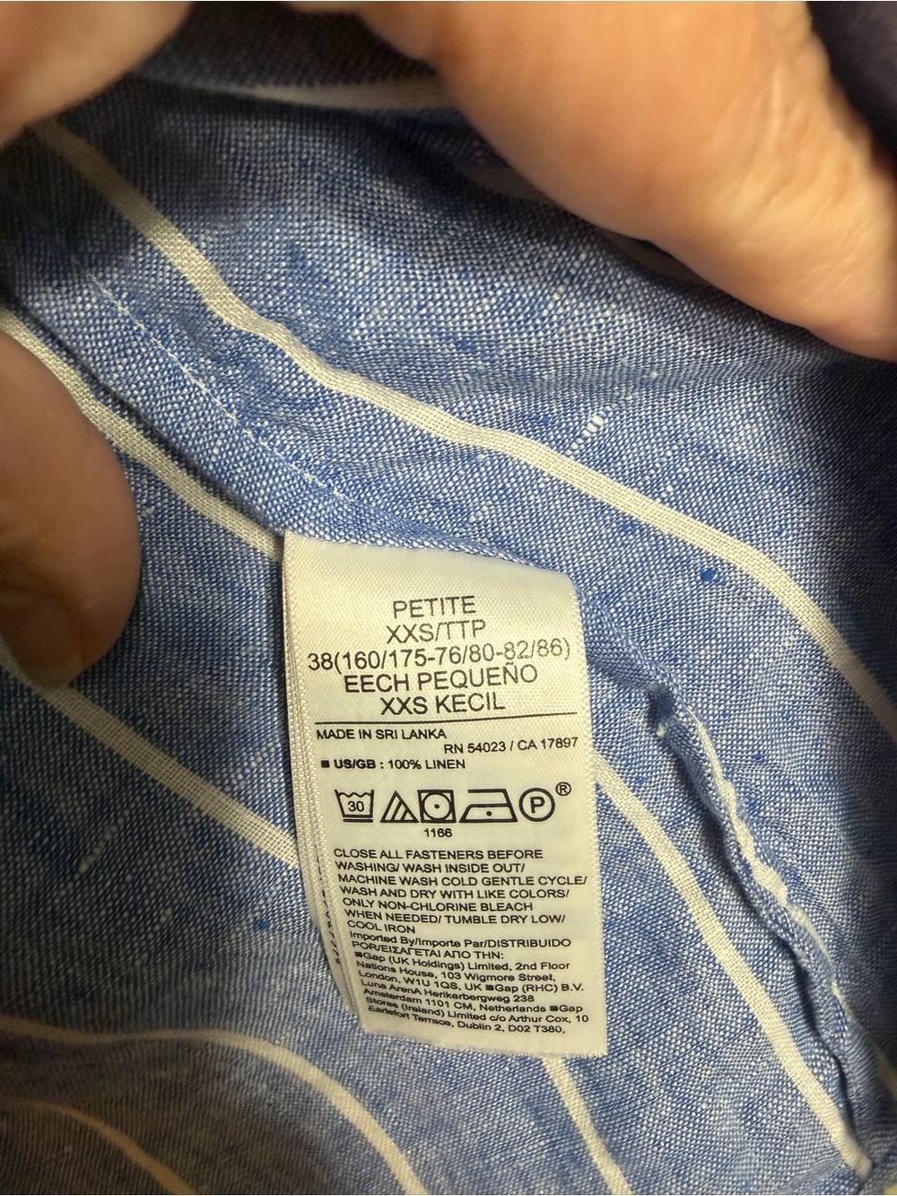 Banana Republic Linen Striped Button Front Shirt Petite XXS Blue White Coastal - Picture 2 of 4